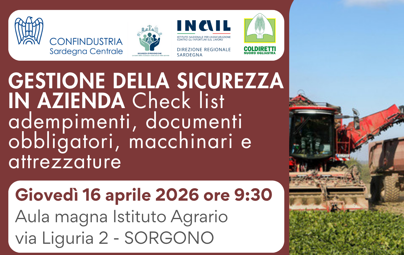 BANNER Seminario Sorgono 16 aprile 2026 Gestione della sicurezza in azienda